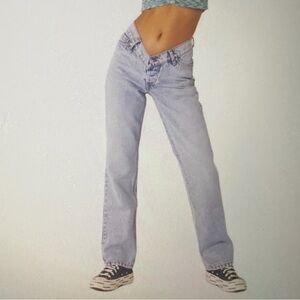 Revice V Cut Waist Jeans Size 26 Low Rise Light Wash Y2K Straight Leg
